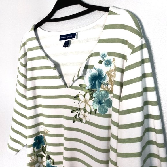 NWT Two Karen Scott Plus Havana Floral Top #4 - Picture 2 of 10